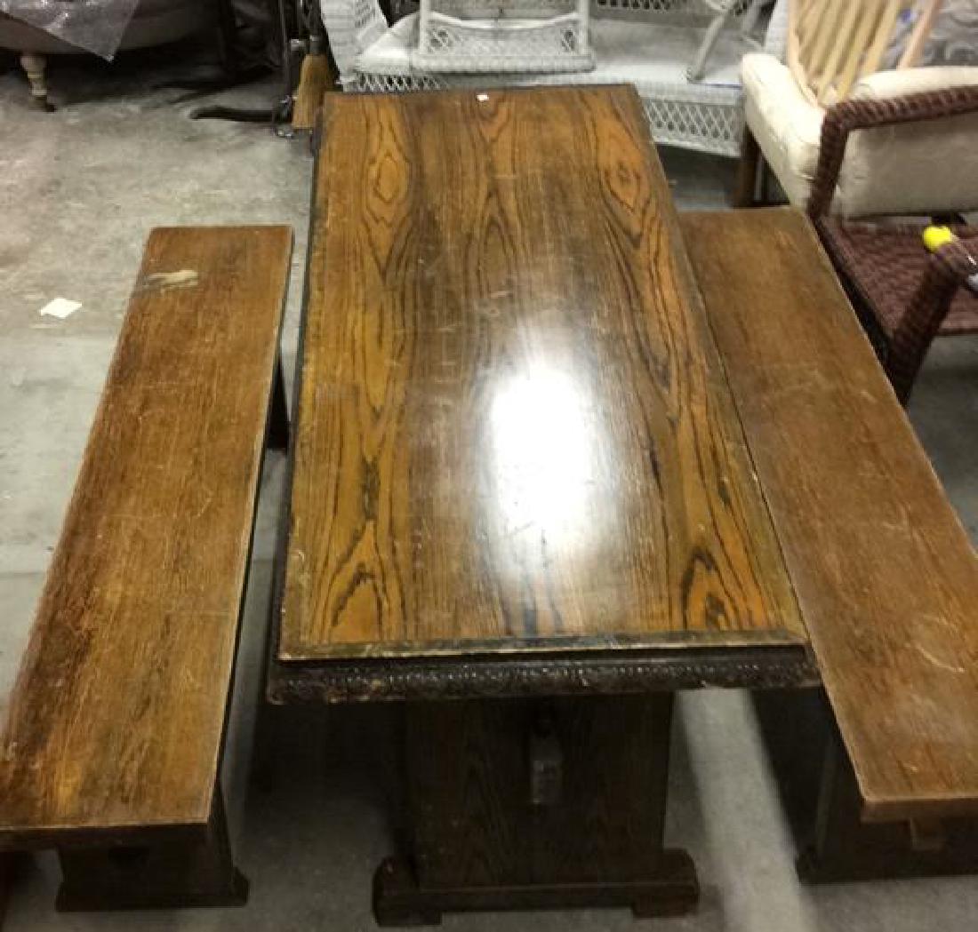 I rage Oak Trestle Table w 2 Benches Hand made Verplank (1 of 10)