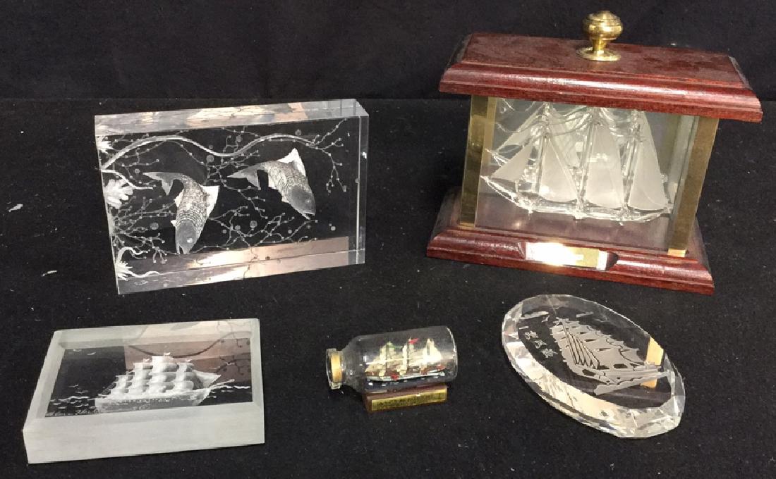 Group Lot Nautical Tabletops Assorted glass tabletop (1 of 8)