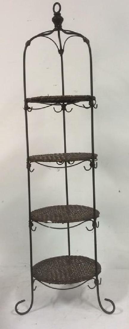 4-Tier Cylindrical Metal and Wicker Plant Stand Metal (1 of 5)