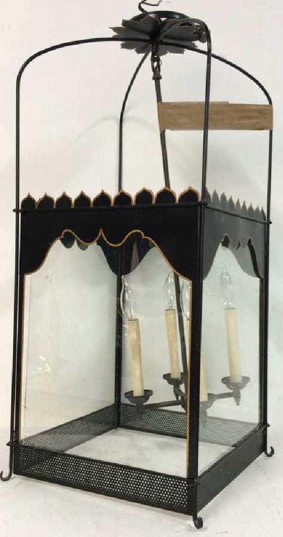 Vintage Tole Pagoda Style Chandelier Black metal with (1 of 9)