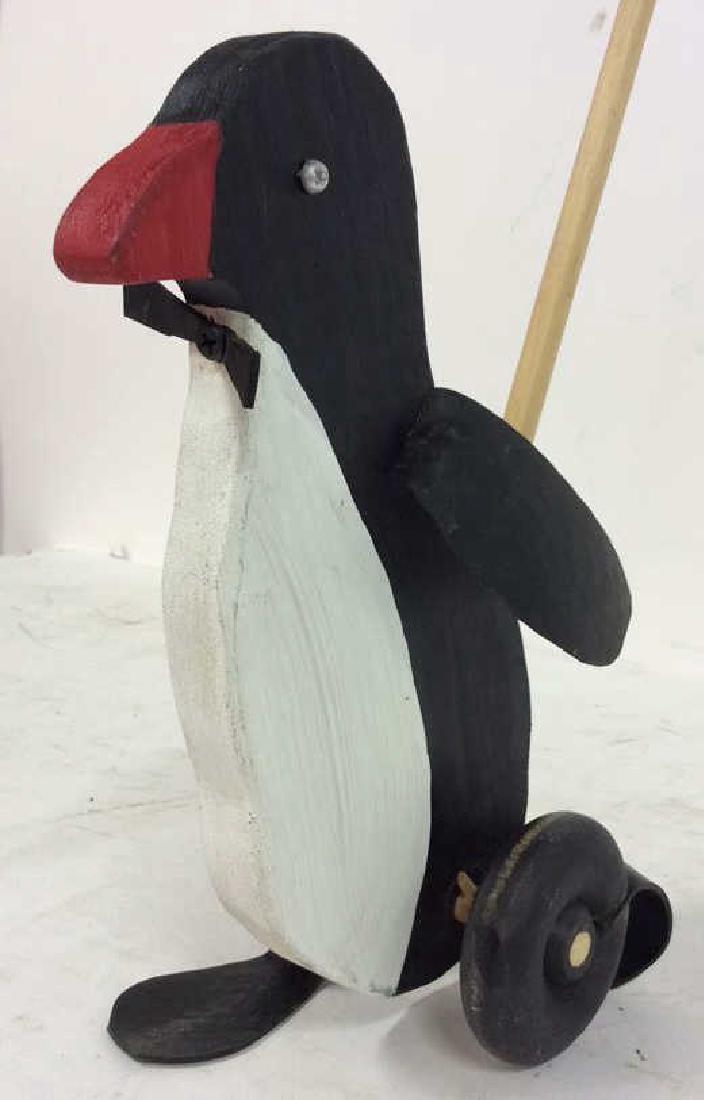 vintage Wood Penguin Toy Walker Wood leather penguin (1 of 6)