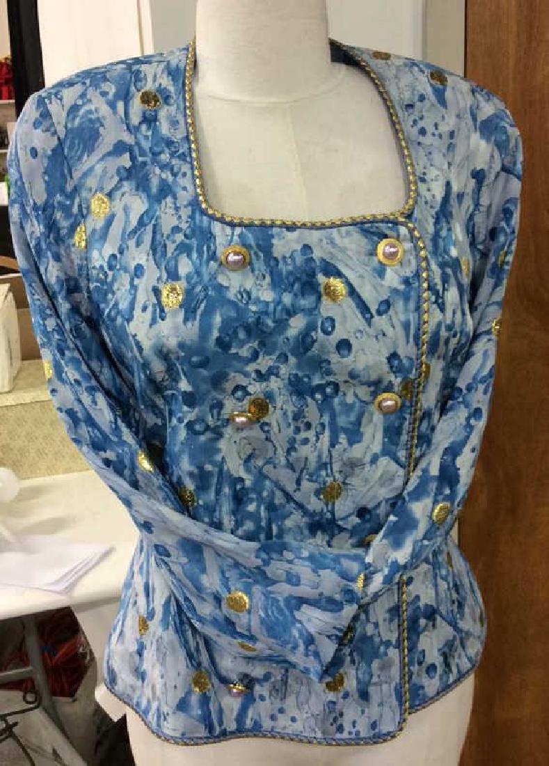 Vintage Silk Jacket Skirt Set Hong Kong Silk with gold (1 of 8)