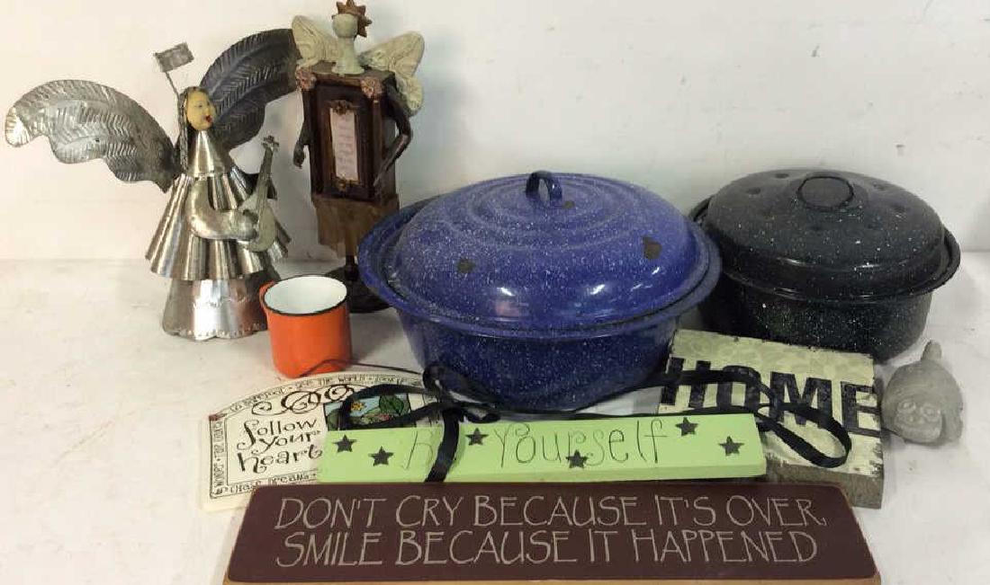 Assorted Vintage Enamelware wood signs, Angeks Assorted (1 of 8)