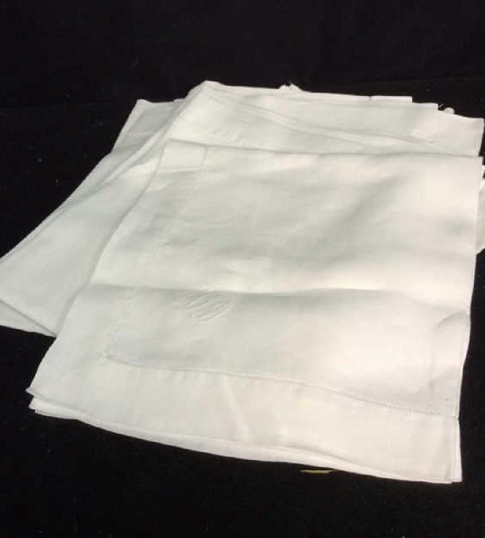 Group 12 Starched Pressed White Linen Napkins Each with (1 of 7)
