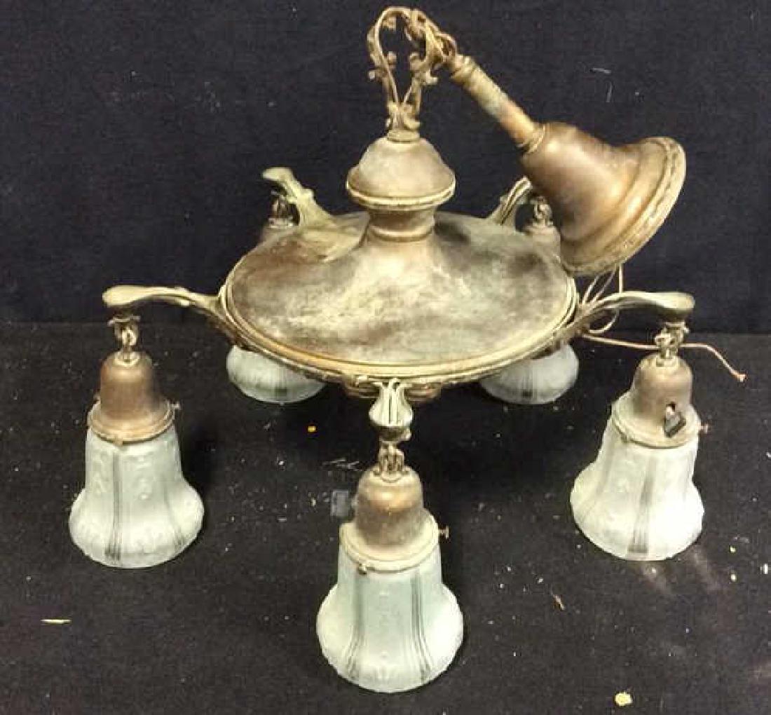 Antique 5 Arm Copper Light Fixture Antique five (1 of 9)