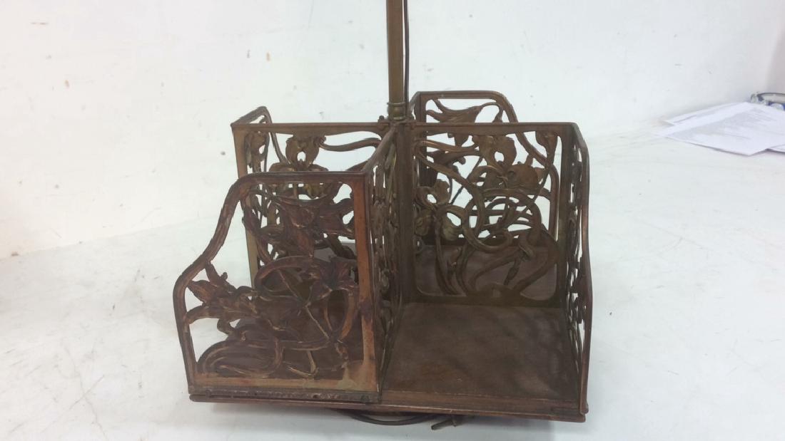 Vintage Art Nouveau Filigree Brass and Wood Lamp Unique (1 of 7)