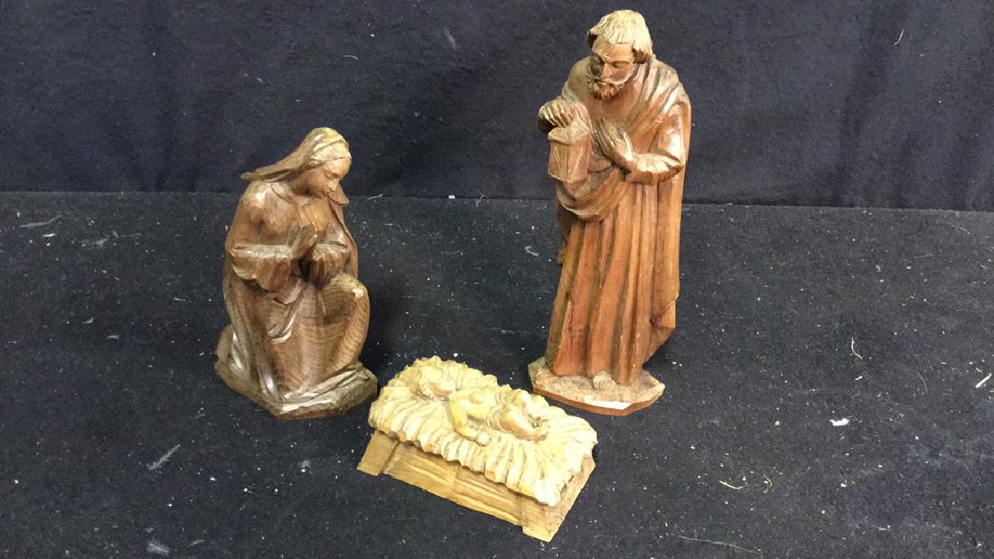 Set Of Wooden Religious Figures Set of 3 carved, wooden (1 of 8)