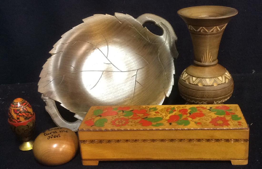 Group Lot Wood Carved Painted Desk Accessories (1 of 10)