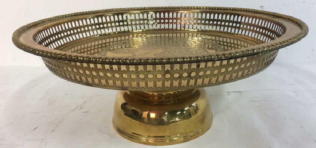 Embossed brass Centerpiece Pedestal Bowl (1 of 9)