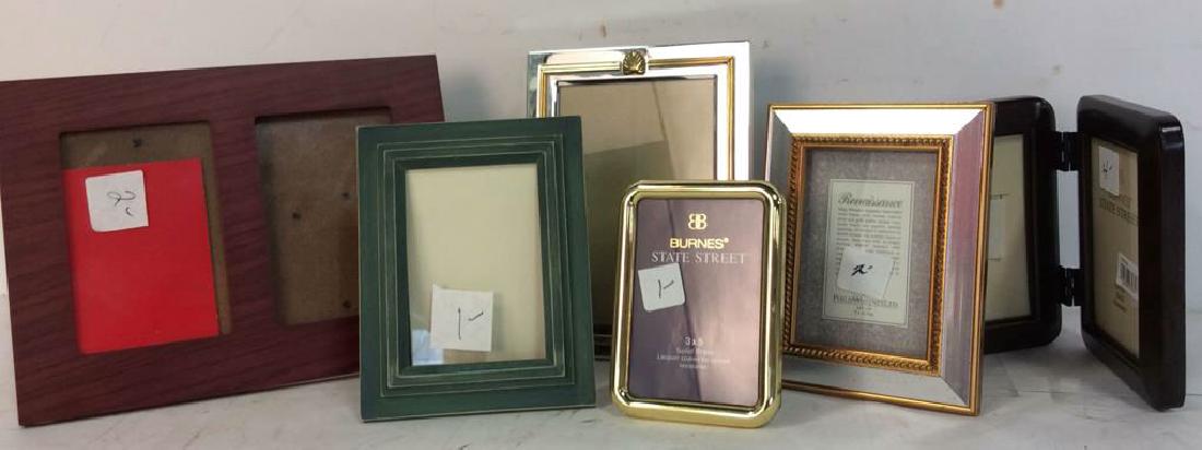 Group 6 Assortd Picture Frames: Would d, glass , brass , Mirrored . Assorted sizes