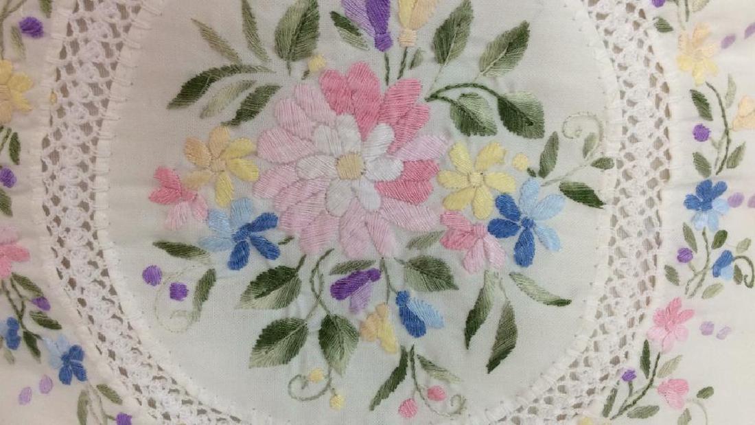 Pair Embroidered White Bedding Throw Pillows (1 of 9)