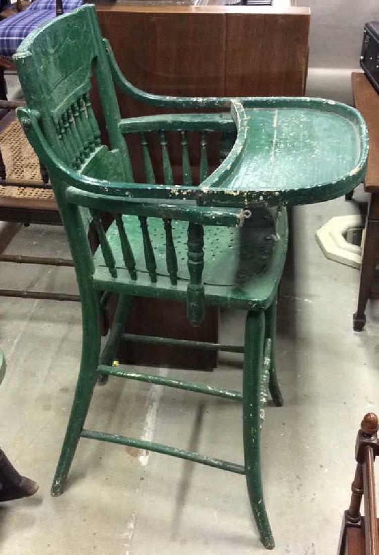 Vintage Green Painted Wood High Chair (1 of 6)