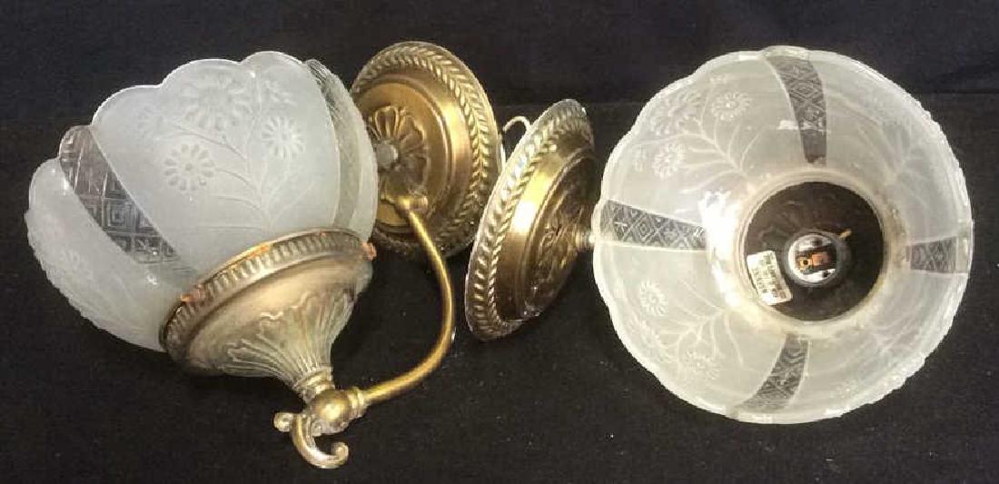 Vintage Brass and Glass Wall Mount Light Fixtures (1 of 5)