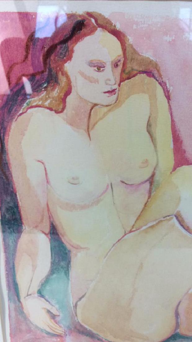 Ronnie Franco Watercolor Nude, 1981 Watercolor signed: Watercolor signed Ronnie Lambrou 1981 titled Foot Figure, professionally Framed and Matted, from the Collection of Dr George New Pratt Institute New York, measures 24 by 16 inches