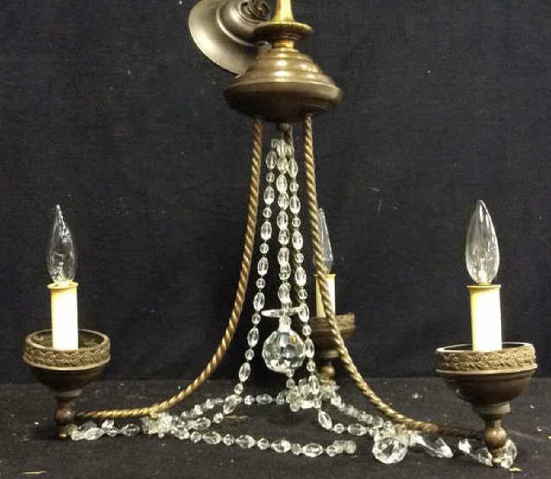 Antique English 3 light brass Crystal Chandelier Circa (1 of 8)
