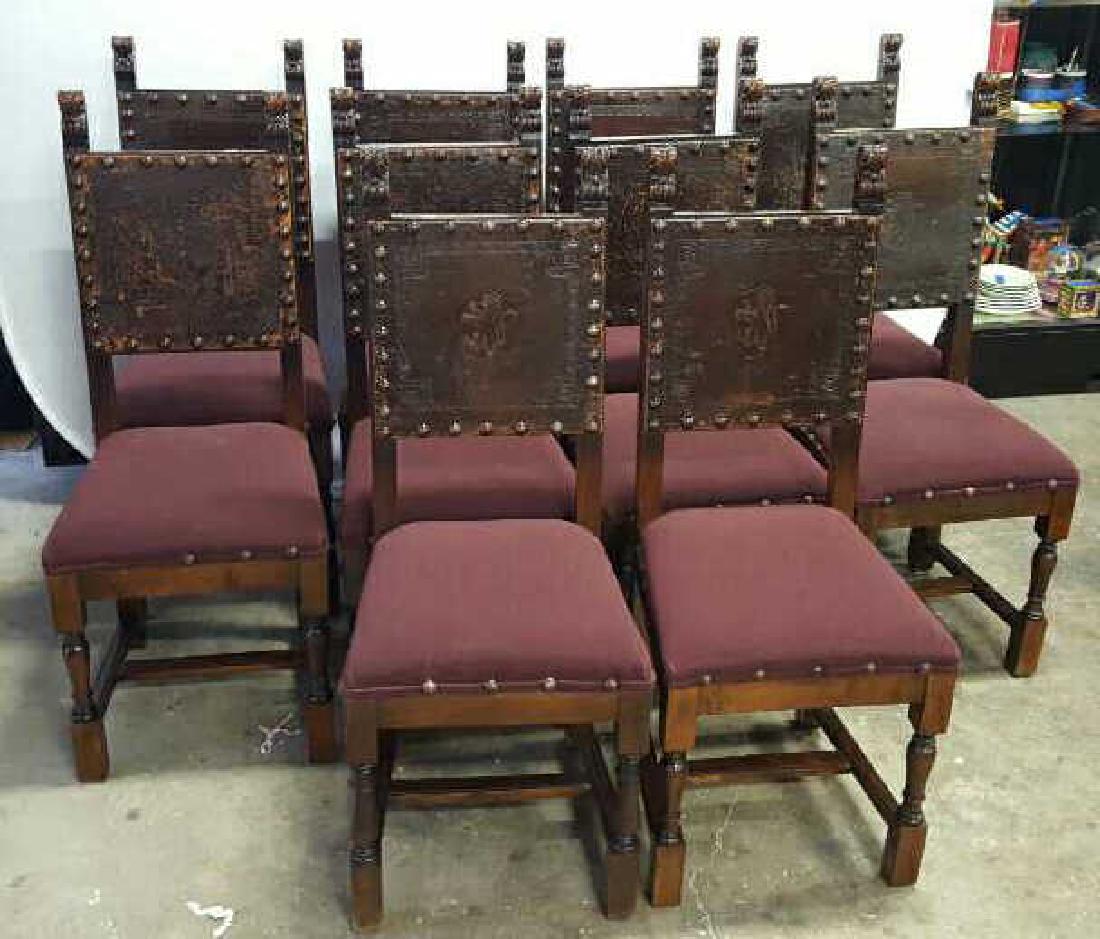 Antique Set of 10 Spanish Colonial Dining Chair Antique (1 of 10)