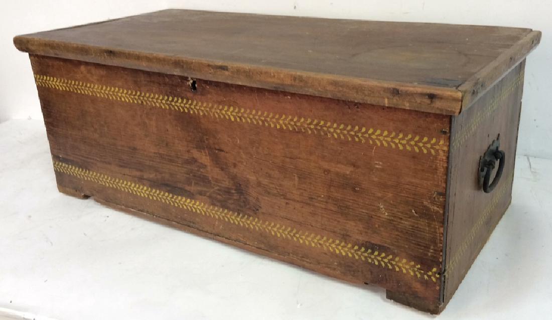 Antique Pine Lidded Box with Stencil Border Antique (1 of 10)