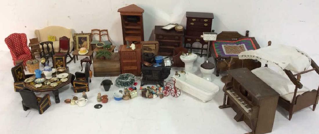 Group Lot Hand Made Doll House Furniture and (1 of 9)