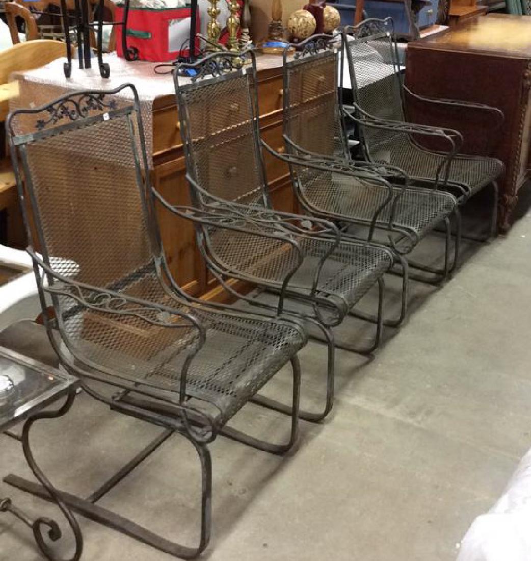 Antique Set 4 Iron Metal Outdoor Arm Chairs (1 of 11)