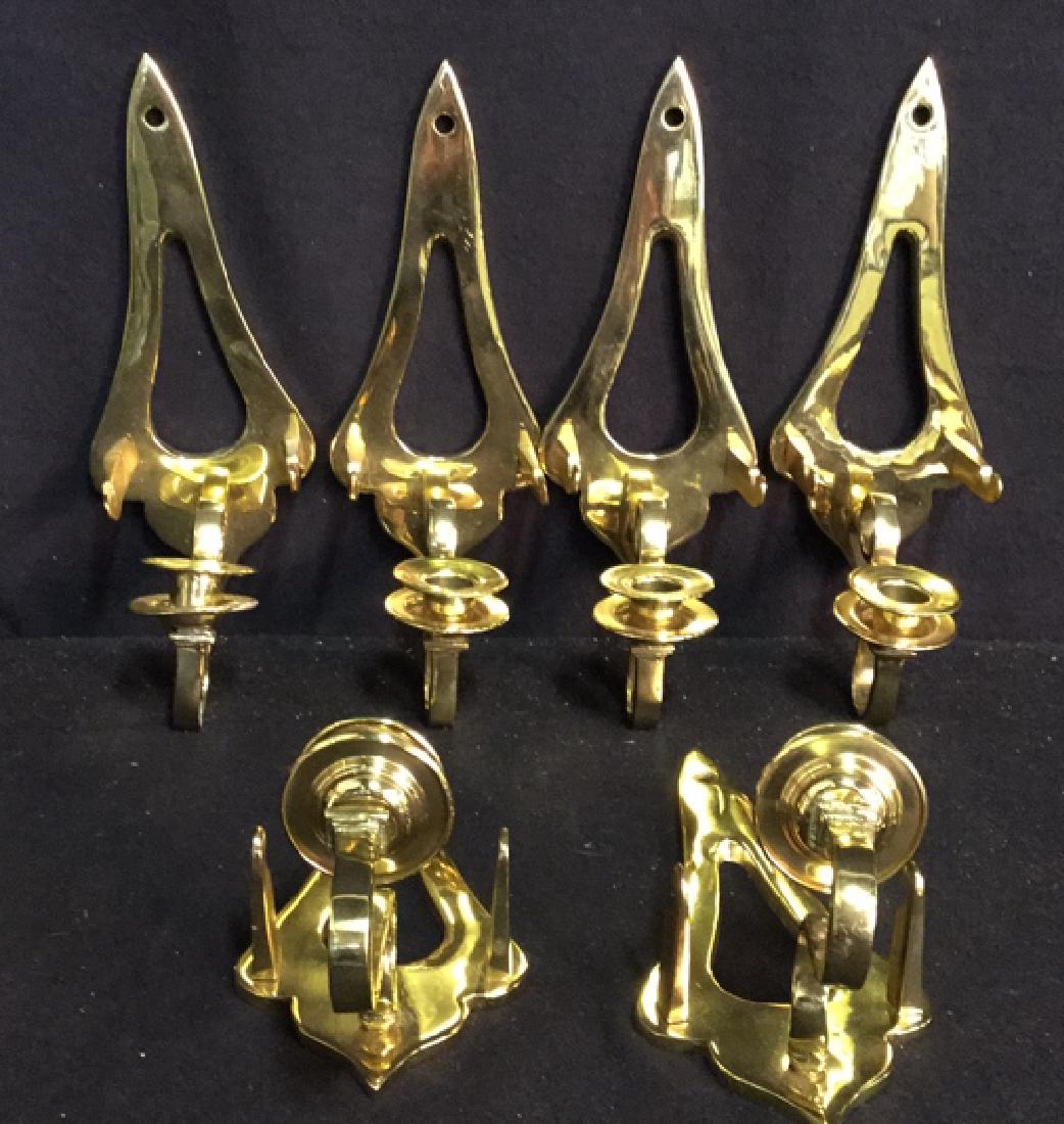 6 Vintage Brass Candle Wall Sconces (1 of 7)