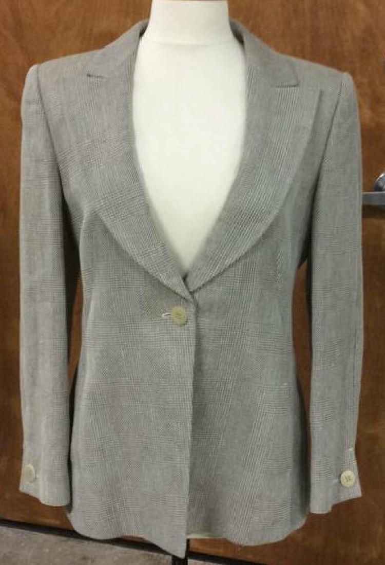 Women's Designer Armani Light Brown Plaid Jacket (1 of 6)