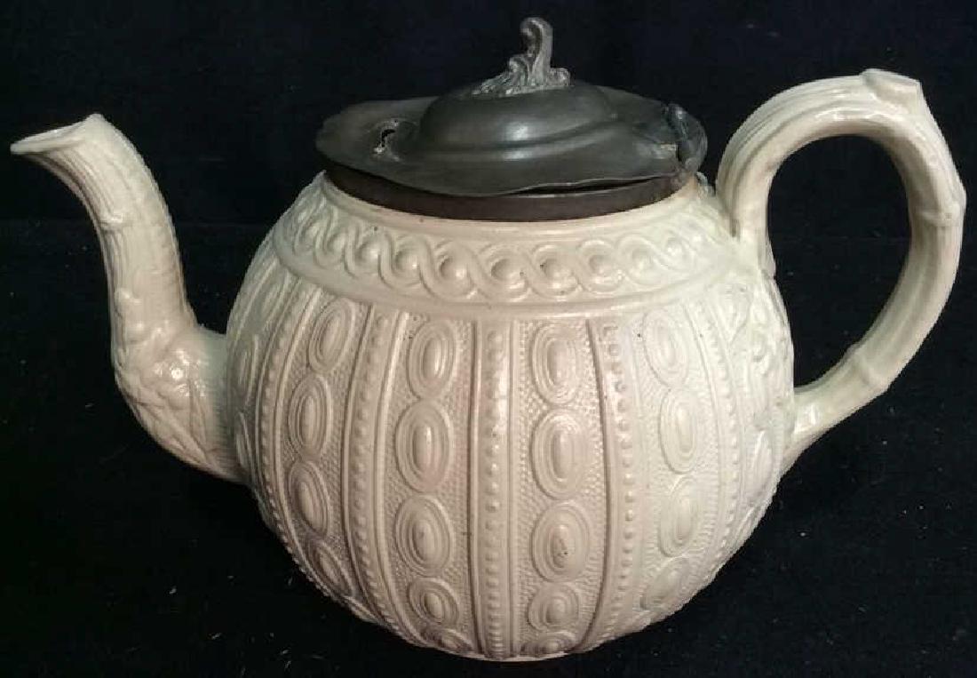 English Molded Salt Glazed Teapot C 1860 (1 of 10)