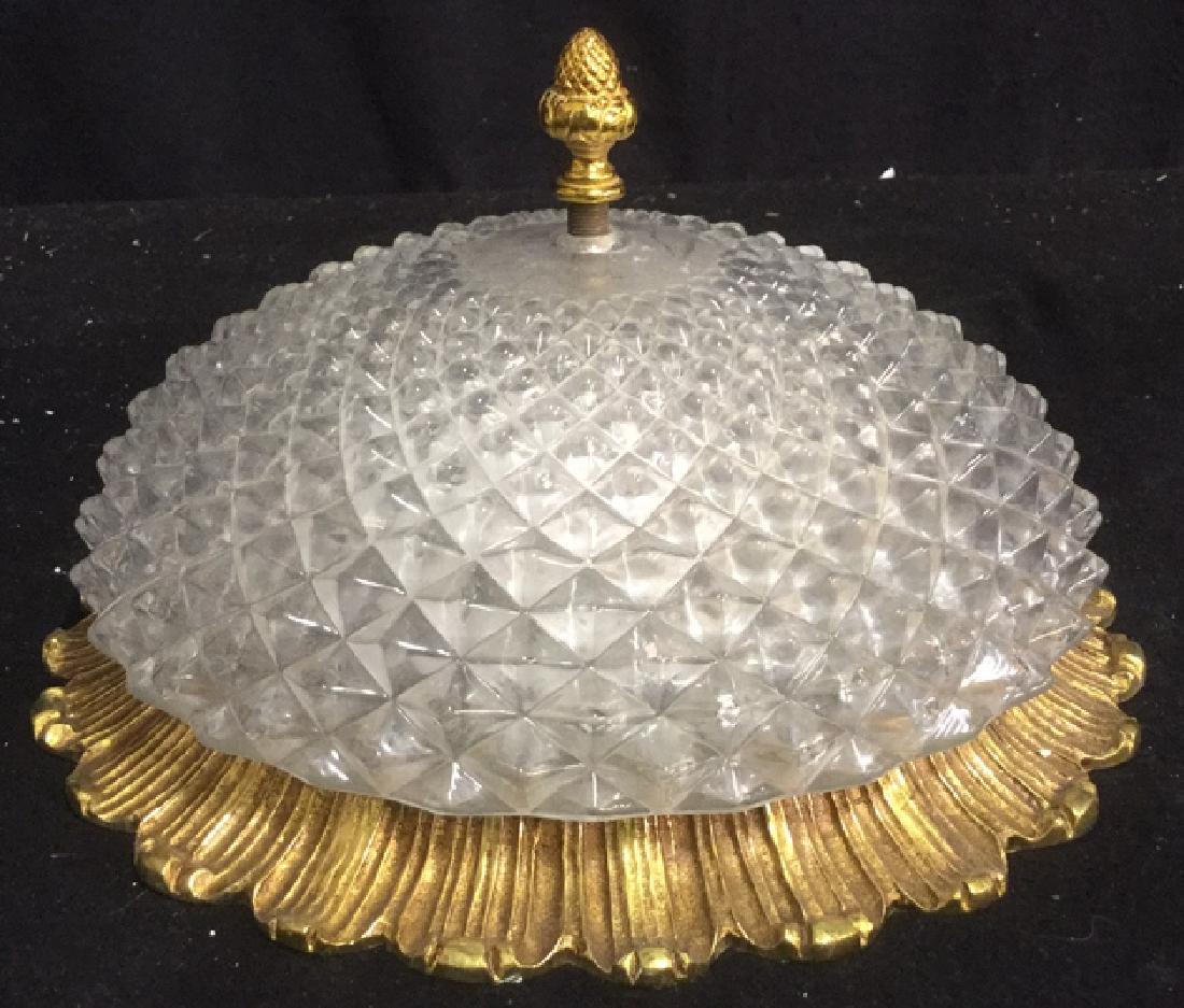 Vintage Gold Tone Pressed Glass Light Fixture (1 of 7)