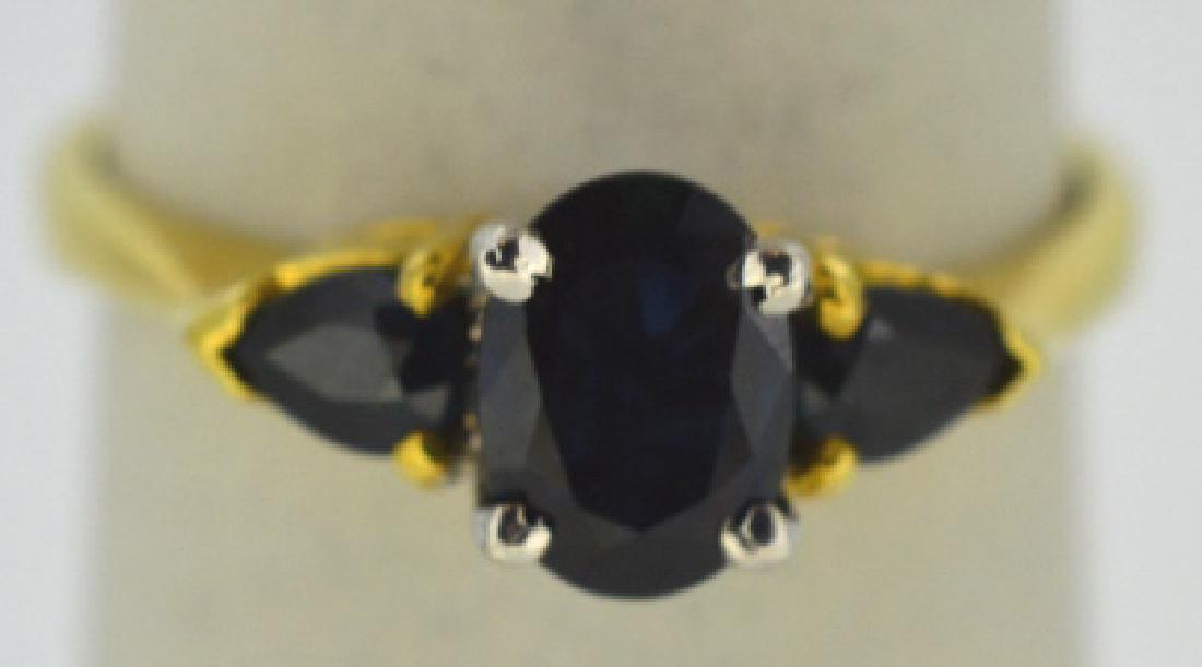 Hearts Of Sapphire 18K Yellow Gold Ring: Hearts of Sapphire 18k Yellow Gold Ring - size 6 3/4