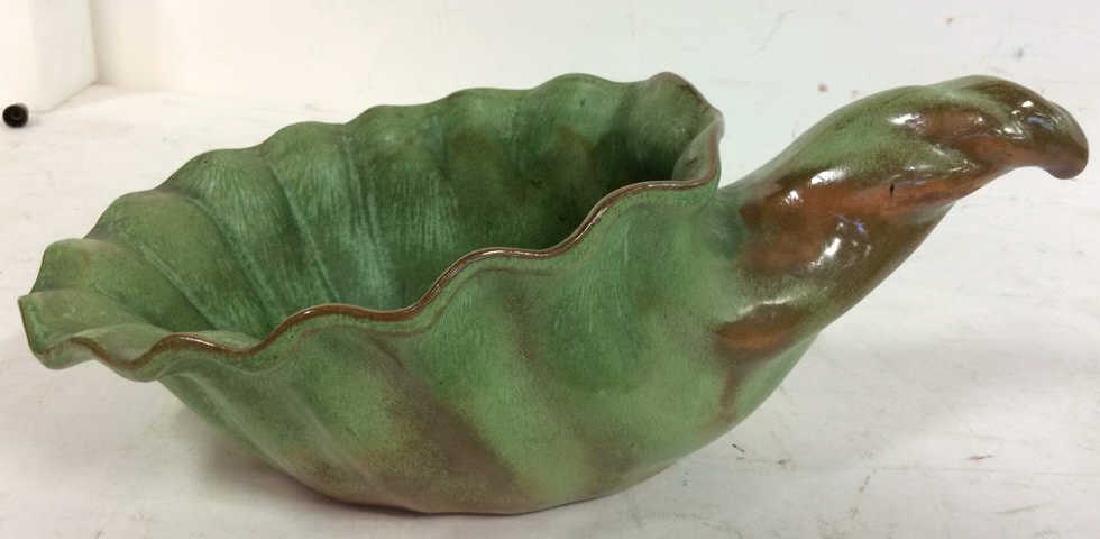 Frankoma Horn Of Plenty Art Pottery: American art pottery. frankoma 12 inch long horn of plenty in Plainsman Green-Brown Glaze. Width app 6 3/4 ht app 4.5 inches. Collectible pottery, Ceramic art. Good condition