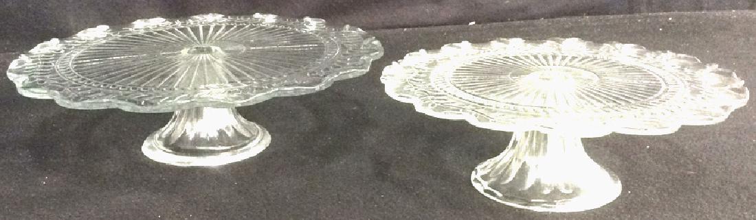 Vintage Pressed Glass Cake Pedestal Set of 2 (1 of 6)