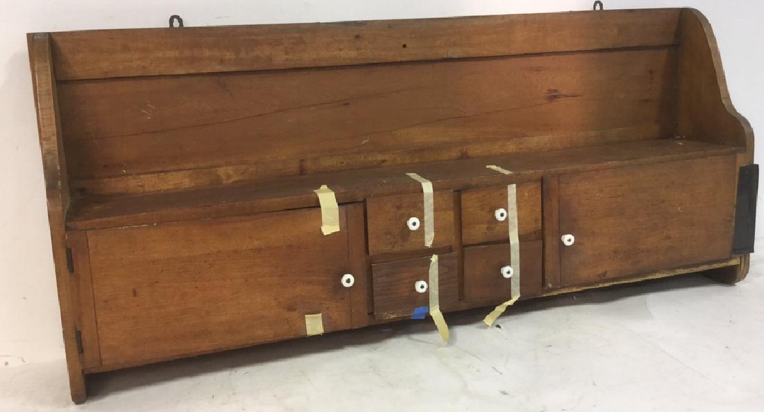 Antique Country Pine Hanging Cupboard with Drawers (1 of 10)