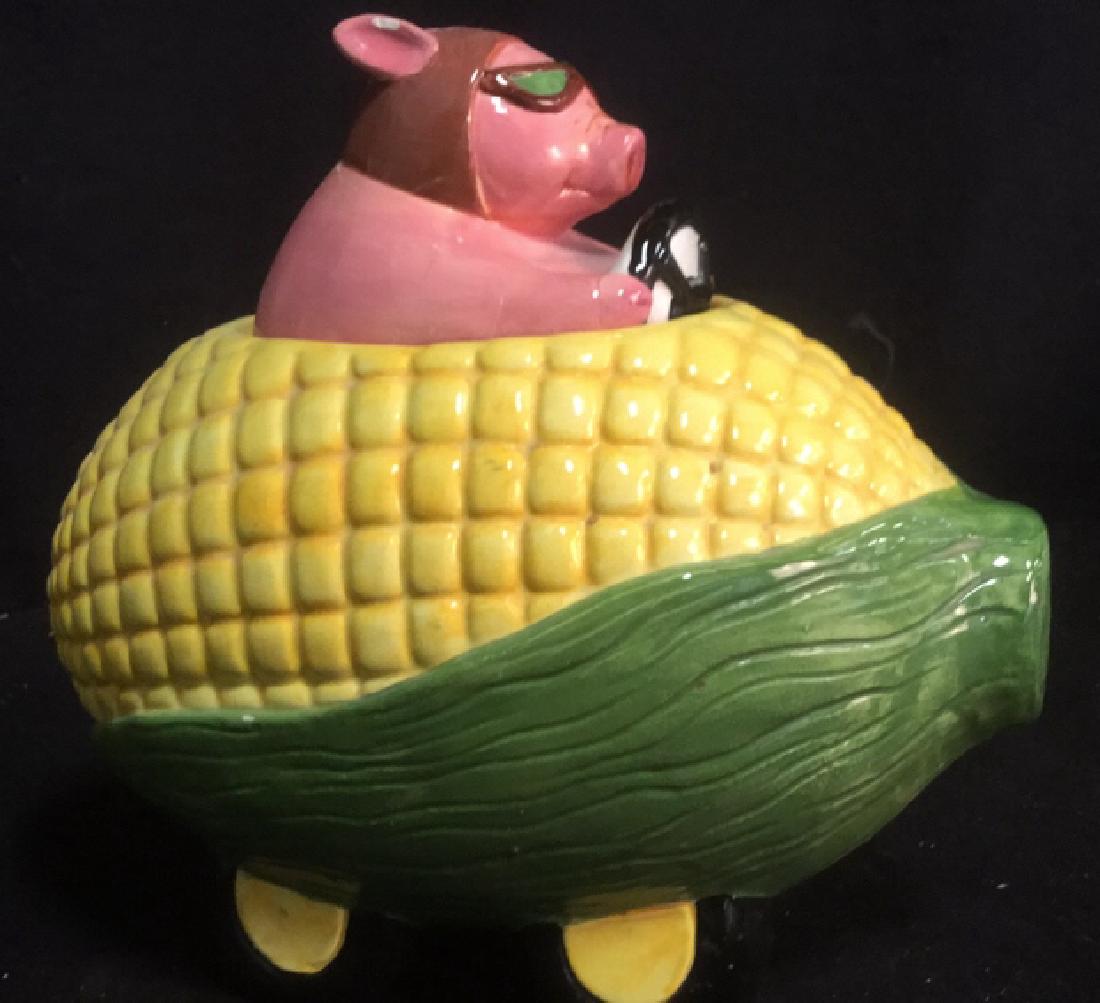 Whimsical Clay Art Pig Racer Cookie Jar (1 of 10)
