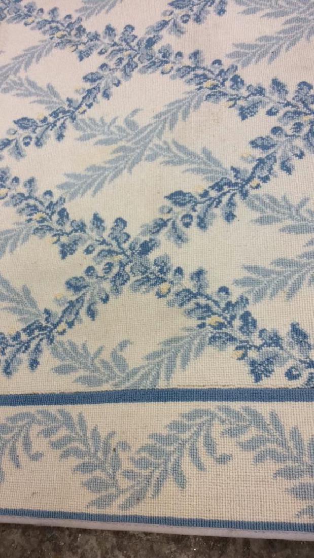 Blue Cream Lattice Pattern Wool Carpet (1 of 8)