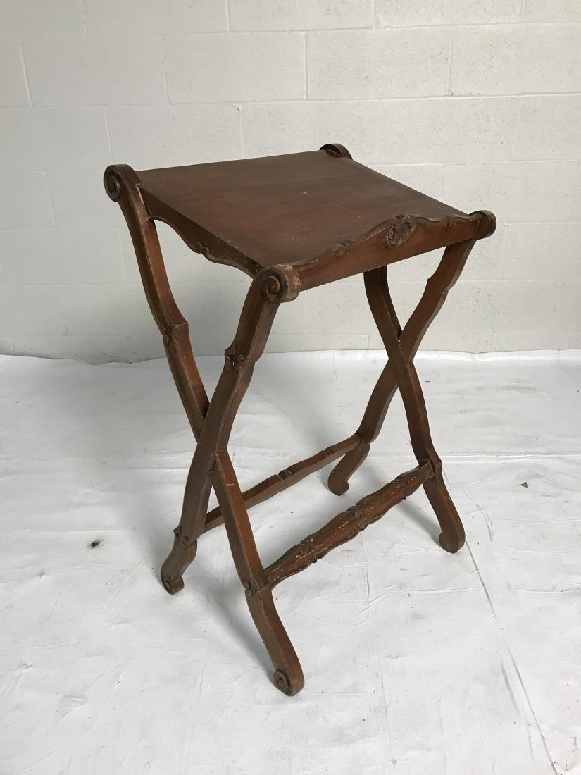 Antique music or book stand: Antique music or book stand. Dark wood, slight scratches on top. Dimensions: 33" H x 20.5" W x 17" D. Property of Bedford Estate. Collectible eclectic unusual prop theatre decor .