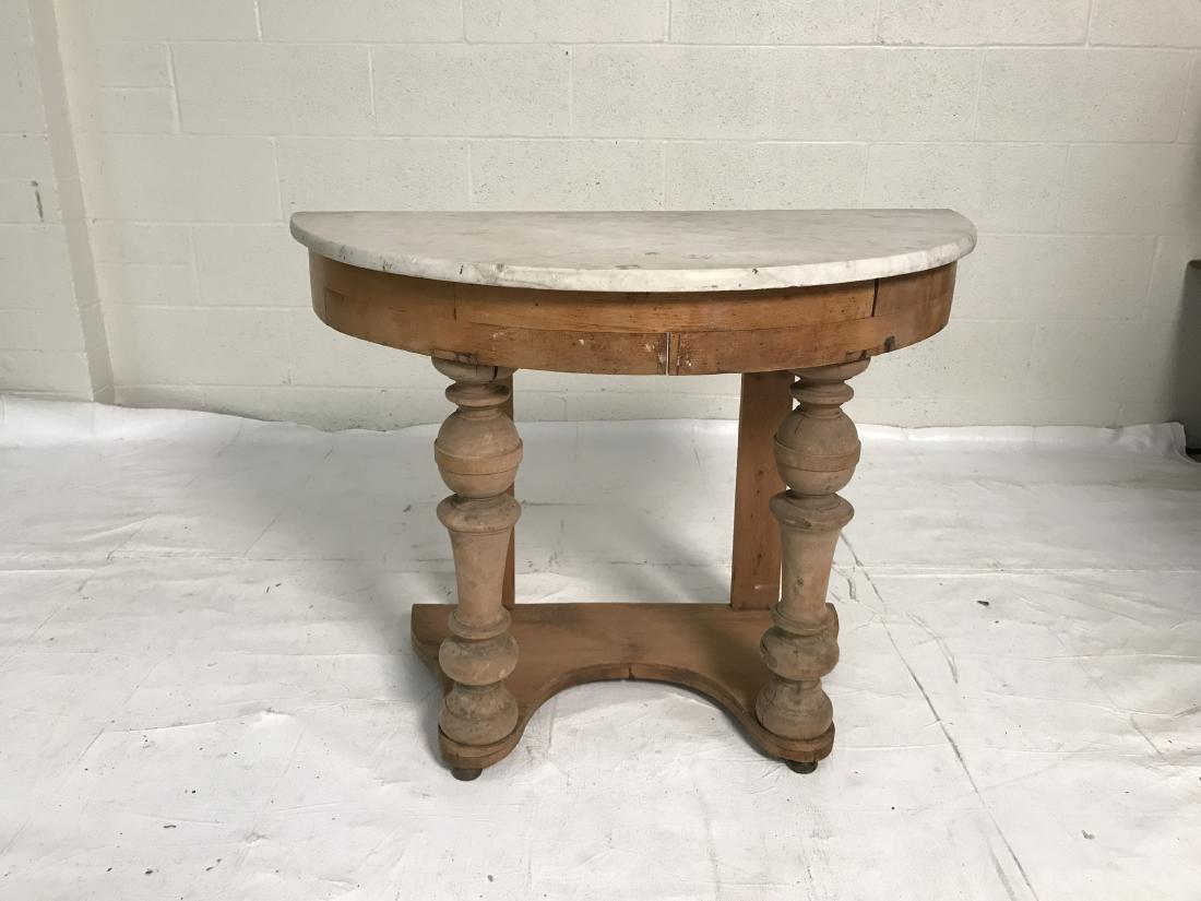 Antique pine console with marble top (1 of 10)