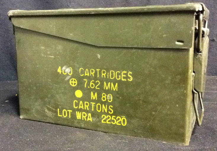 Vintage Military Metal Ammunition Box