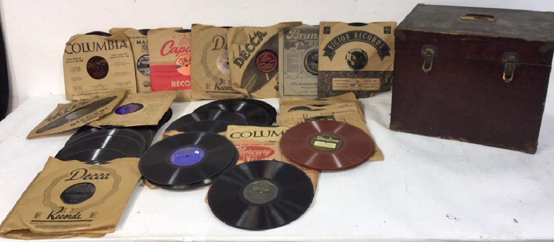 Group Lot Dozens Of Collectible Vintage Records: Collection of nearly sixty vintage, 78 speed records, multiple labels and artists, too many to name, from early 20th century. Jeanette Macdonald, The Troubadours, Allan Jones, Elsie Baker, Dick Haynes