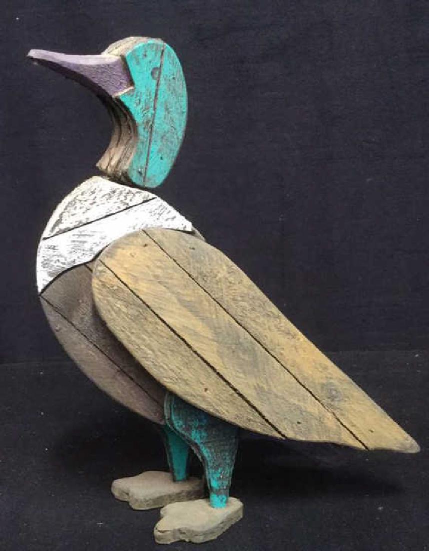 Folk Art Wood Duck Sculpture