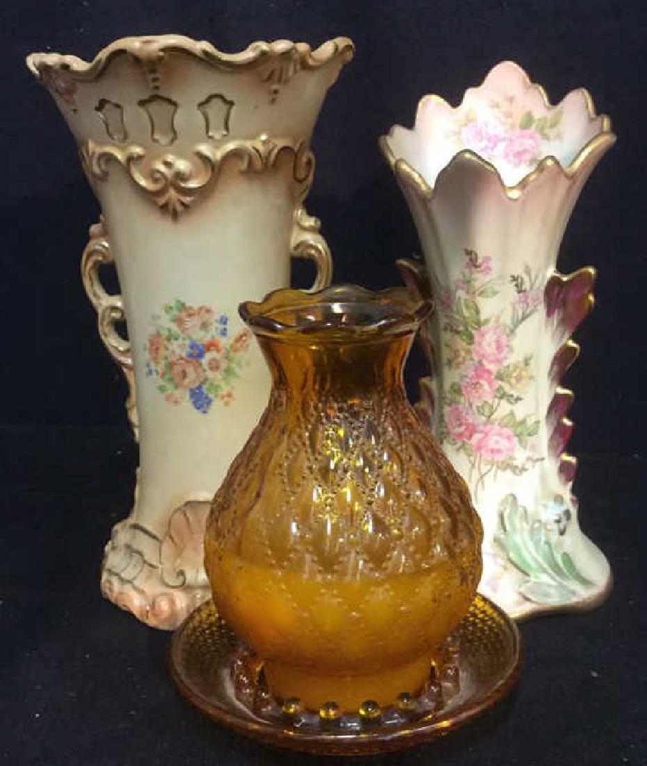 Group Lot 3 Handpainted Porcelain Vases Fairy Lamp (1 of 10)