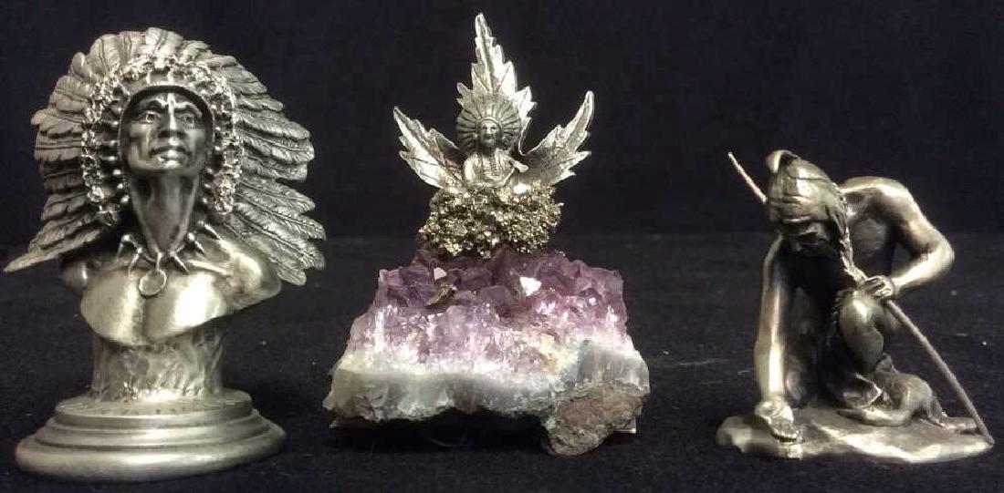 Group Lot of 3 Native American Pewter Sculptures (1 of 10)