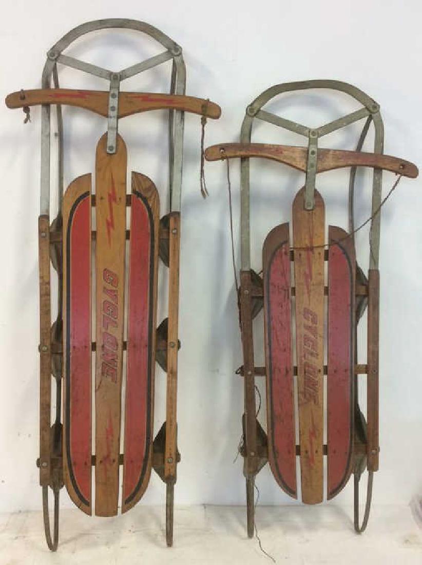 Two Wooden Cyclone Snow Sleds (1 of 10)