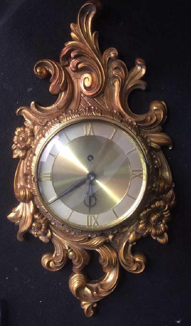 Vintage Syroco Wood 8 Day Gold Leaf Wall Clock (1 of 10)