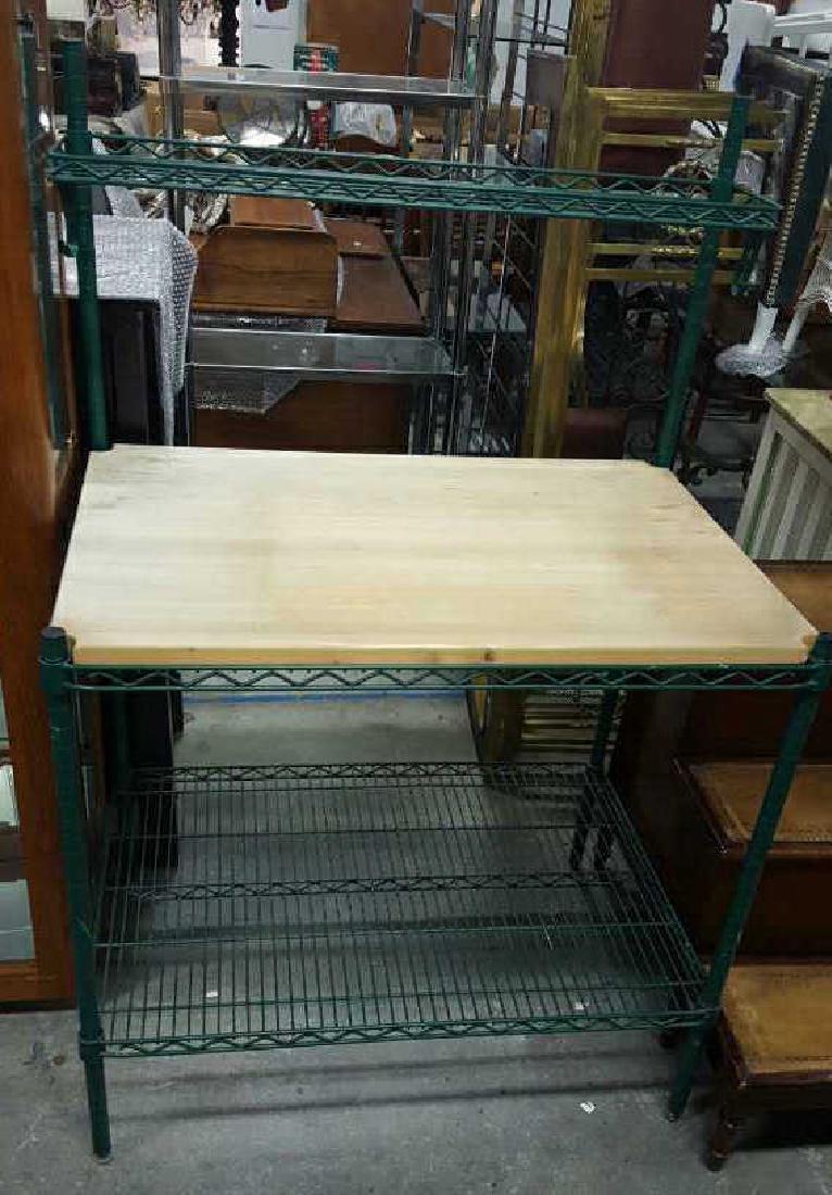 Green Metal and Wood Bakers Rack (1 of 10)
