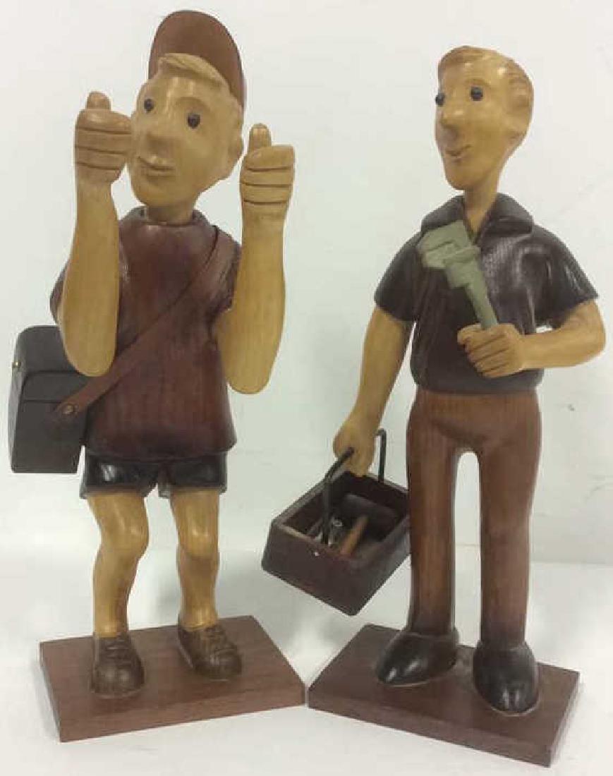 Pair Whimsical Carved Figures Italy Pair of Carved (1 of 10)