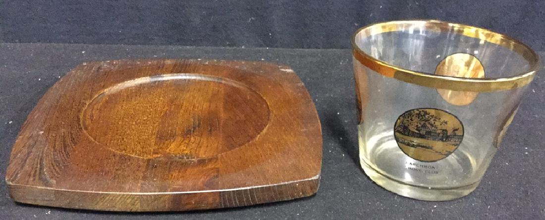 Vintage teak Wood Cheeseboard And Glass Barware Glass (1 of 10)