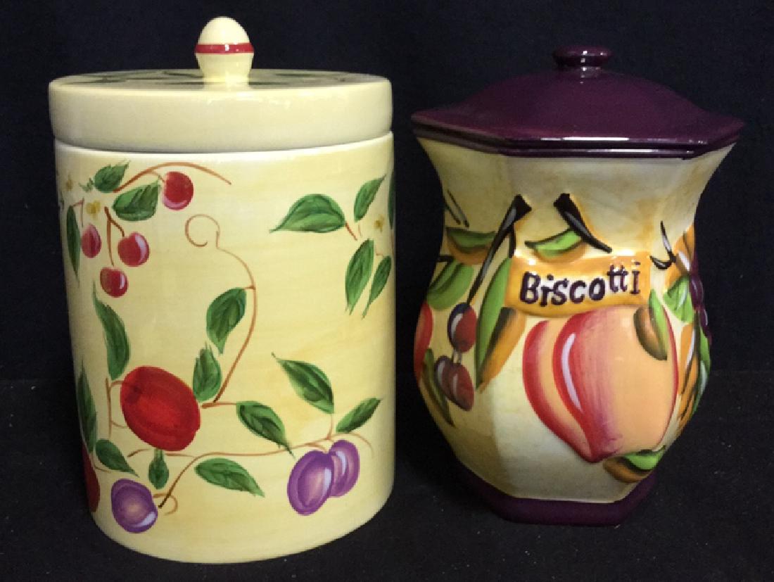 Group 2 Ceramic Lidded Canisters Containers Lot of 2 (1 of 10)