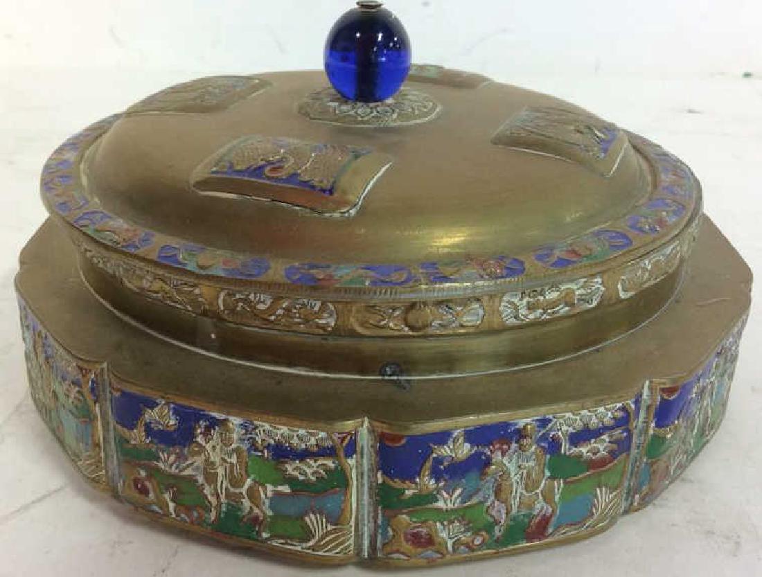 Chinese Brass Enamel embossed lidded container Made in (1 of 10)