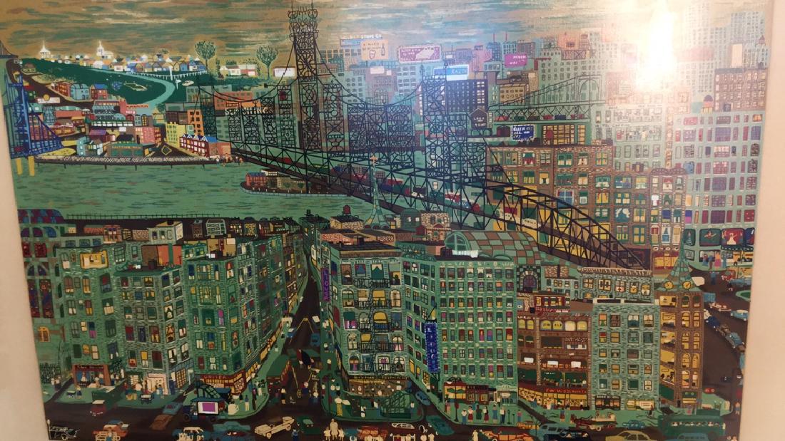 Vintage Litho Bridges Signed By Ralph Fasanella (1 of 12)