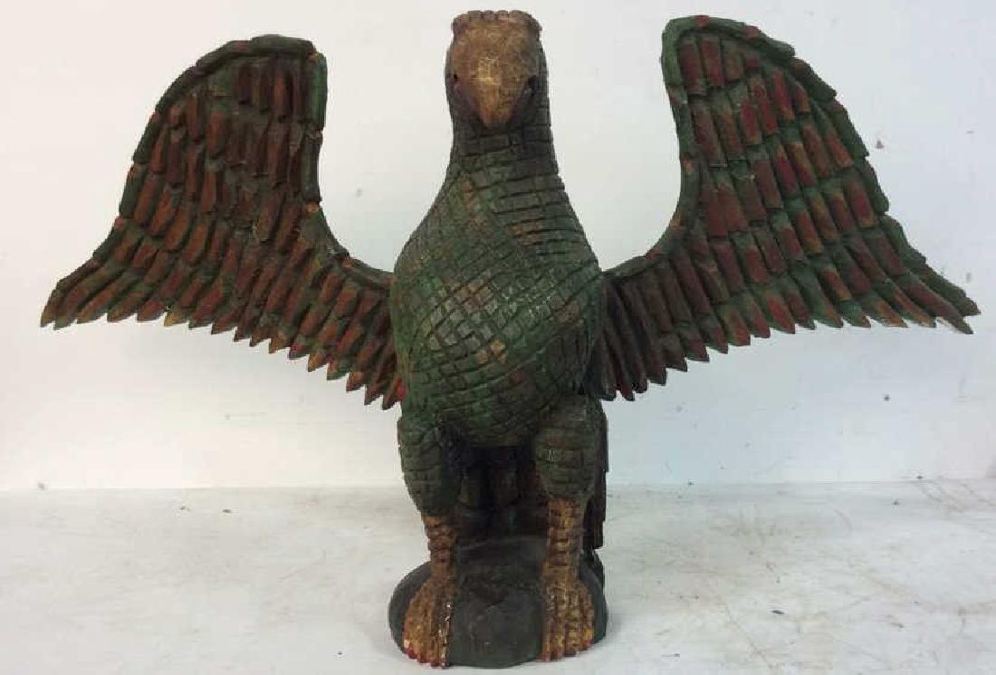 Signed Carved Wooden Eagle Folk Art Sculpture (1 of 16)