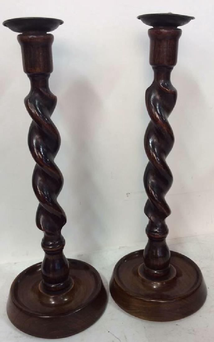 Pair English Antique Mahogany Candlesticks (1 of 10)